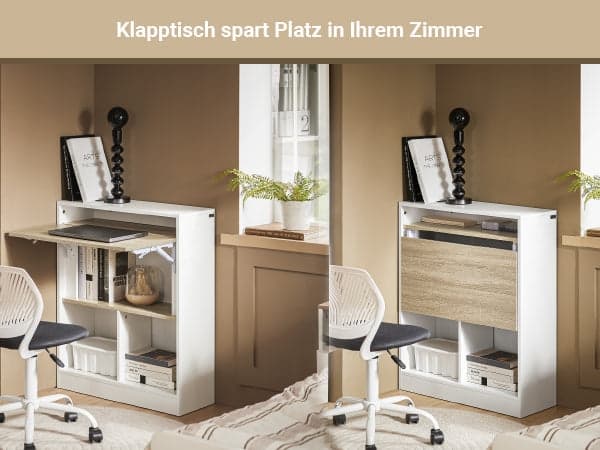 Rootzin taittopöytä - kokoontaitettava työpöytä - tilaa säästävä kaapin ovi - Kestävä MDF & kumipuu - 70x85x54cm, romahtunut 70x85x25cm