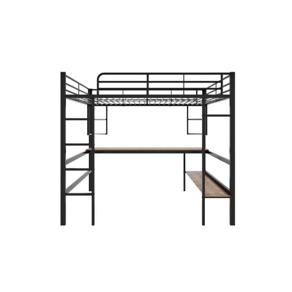 Hästensäng, metallbädd med ram 140x200 cm, järnsäng med skrivbord, utan madrass, svart