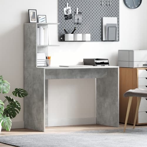 Betonggrått Skrivbord Betonggrå Spånskiva, Betongeffektlaminat