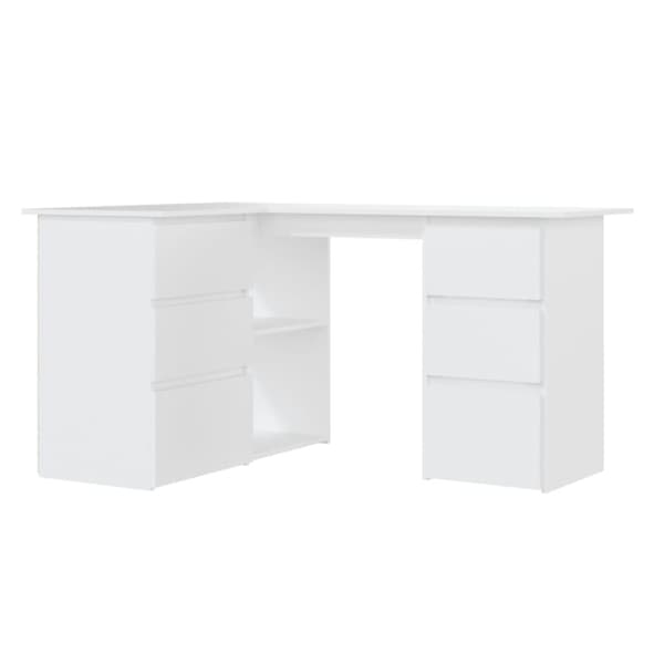 Hörnskrivbord vit 145x100x76 cm konstruerat trä