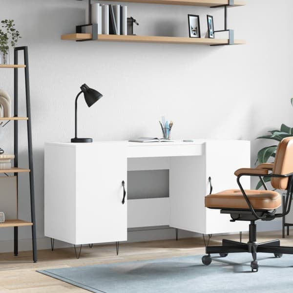 Skrivbord vit 140x50x75 cm konstruerat trä
