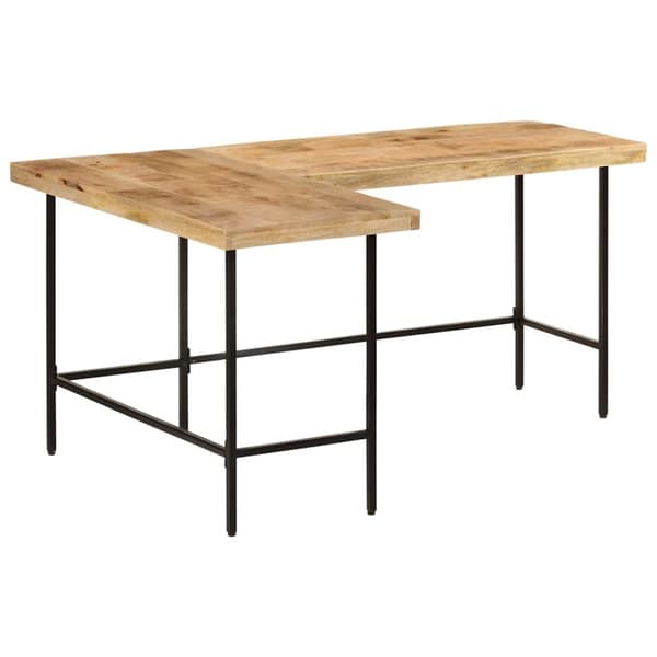 Skrivbord 165x110x77 cm massivt mangoträ och järn