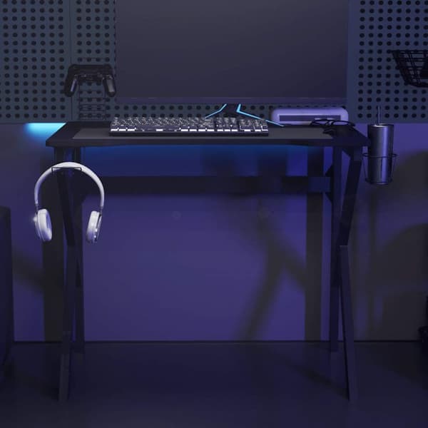 Gamingskrivbord med K-formade ben svart 90x60x75 cm