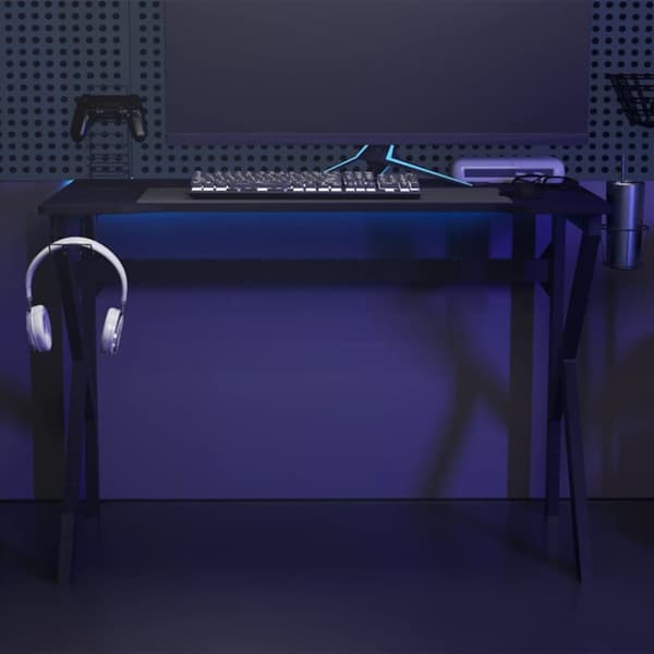 Gamingskrivbord med K-formade ben svart 110x60x75 cm