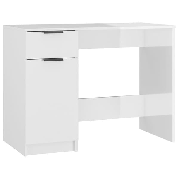 Skrivbord vit högglans 100x50x75 cm konstruerat trä