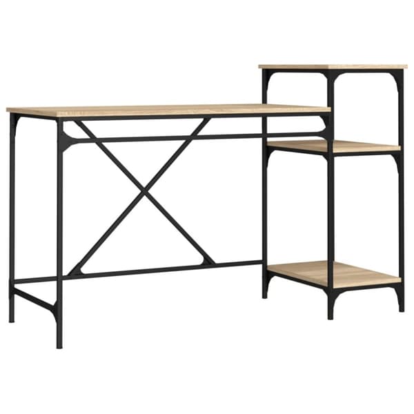 Skrivbord med hyllor sonoma-ek 135x50x90cm konstruerat trä&järn