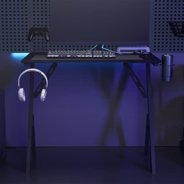 Gamingskrivbord med Y-formade ben svart 90x60x75 cm
