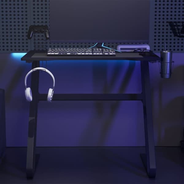 Gamingskrivbord med ZZ-formade ben svart 90x60x75 cm
