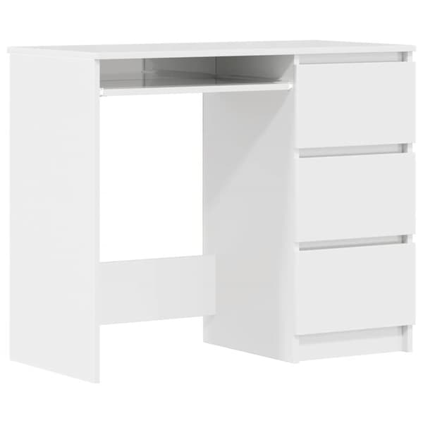 Skrivbord vit högglans 90x45x76 cm konstruerat trä