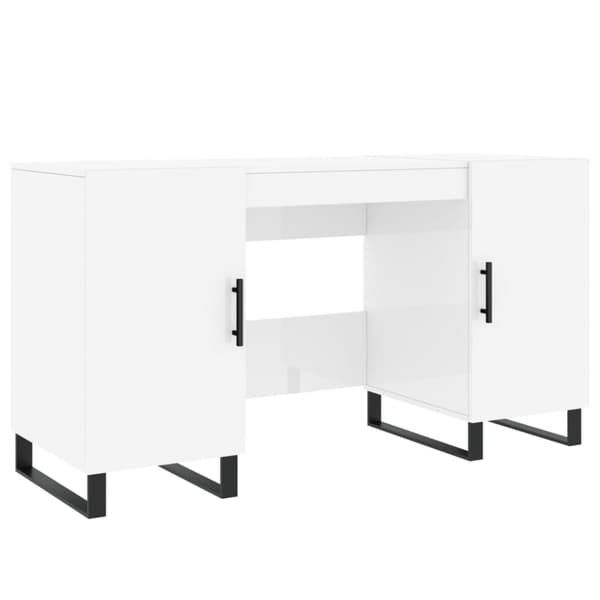 Skrivbord vit högglans 140x50x75 cm konstruerat trä