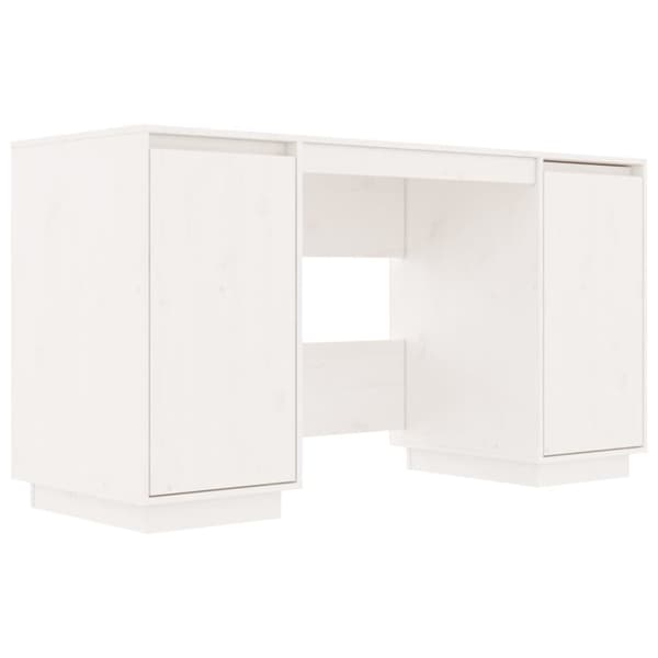 Skrivbord vit 140x50x75 cm massiv furu