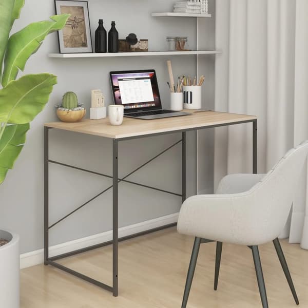 Datorbord svart och ek 110x60x70 cm spånskiva