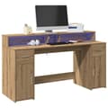 Miniatyrbild 1 av 2: Skrivbord med LED ek 160x55x91 cm konstruerat trä