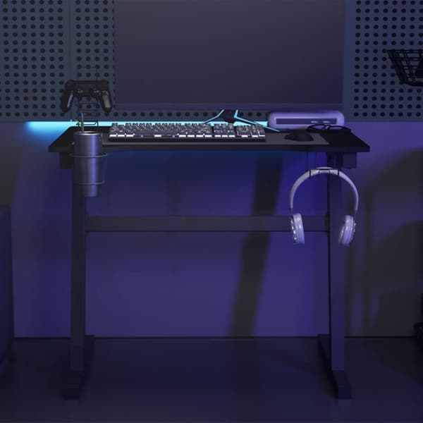 Gamingskrivbord LED med Z-formade ben svart 90x60x75 cm