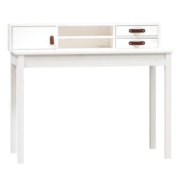 Skrivbord vit 110x50x93 cm massiv furu