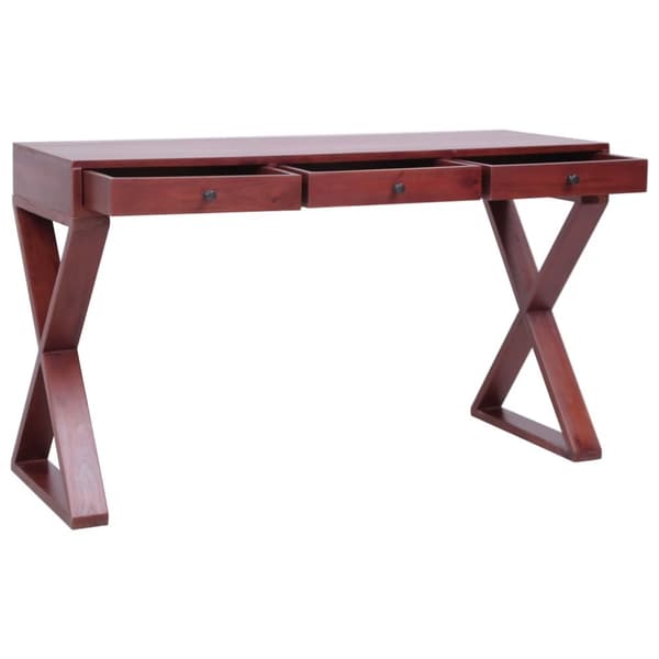 Datorbord brun 115x47x77 cm massivt mahognyträ