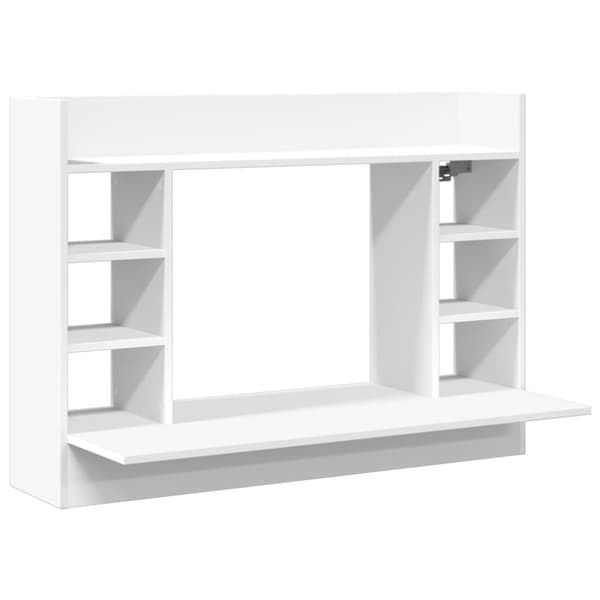 Väggmonterat skrivbord vit 105x48x75 cm konstruerat trä