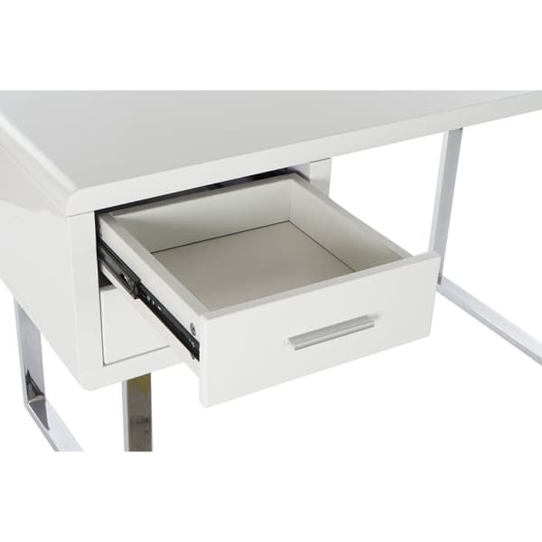 Skrivbord DKD Home Decor Vit Silvrig Metall Trä MDF 120 x 55 x 76 cm