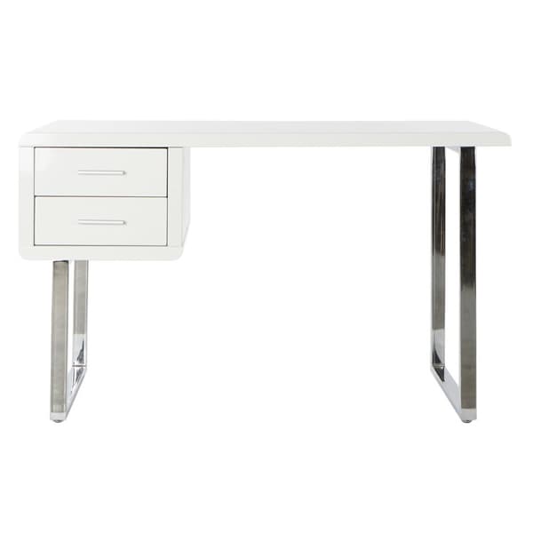 Skrivbord DKD Home Decor Vit Silvrig Metall Trä MDF 120 x 55 x 76 cm