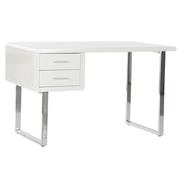 Skrivbord DKD Home Decor Vit Silvrig Metall Trä MDF 120 x 55 x 76 cm