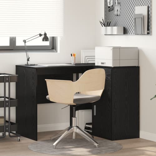 Hörnskrivbord Svart Ek 102x88x75 cm Konstruerat Trä