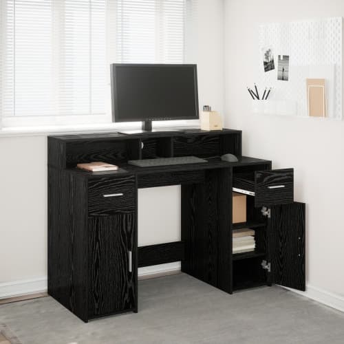 Skrivbord Svart Ek 120x55x91 cm Bearbetat trä