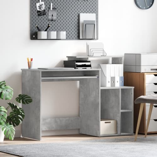 Skrivbord med Förvaring Betonggrå 120.5x44x88.5 cm Konstruerat trä