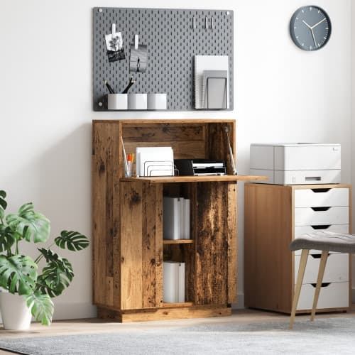 Brunt Skrivbord Gammalt trä Konstruerat trä Medium