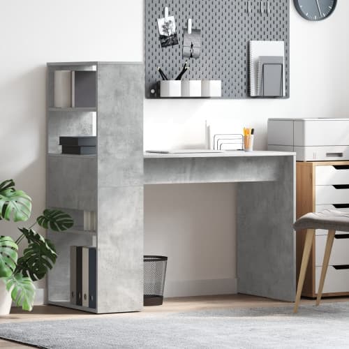 Skrivbord med förvaring Betonggrå 113x54x120 cm Konstruerat trä