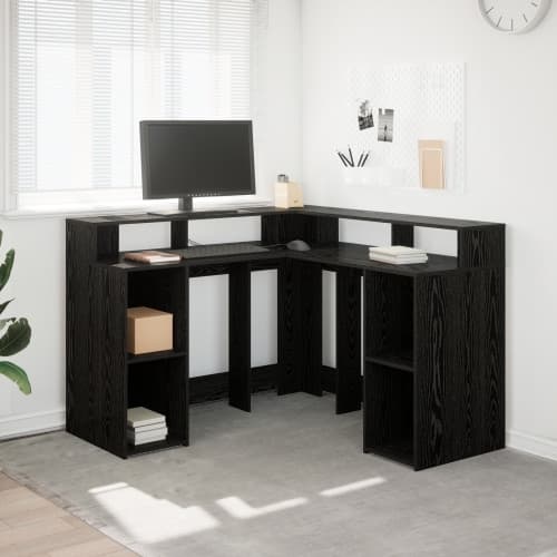 Skrivbord Svart ek 130x130x91 cm Konstruerat trä