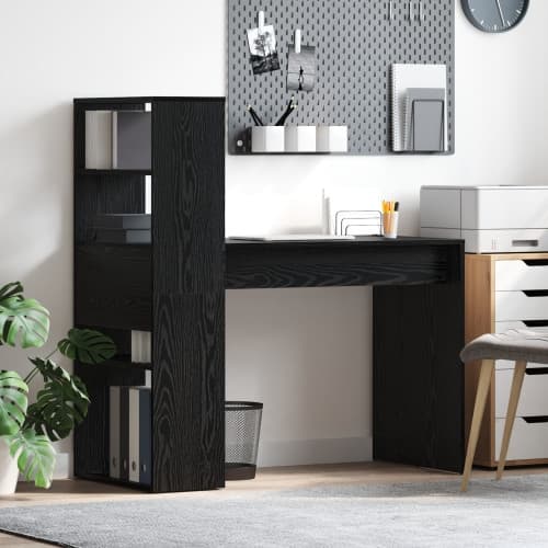 Skrivbord med Förvaring Svart Ek 113x54x120 cm Konstruerat Trä