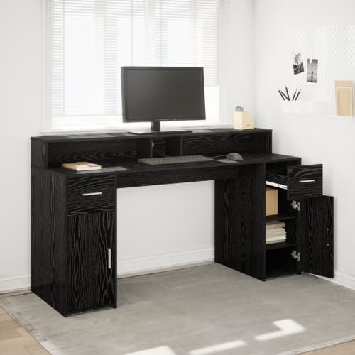 Svart Ek Skrivbord 160x55x91 cm