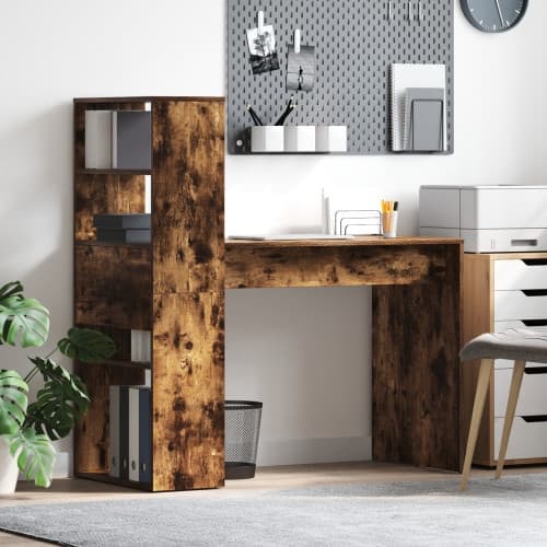Skrivbord med Förvaring Rökt Ek 113x54x120 cm Konstruerat Trä