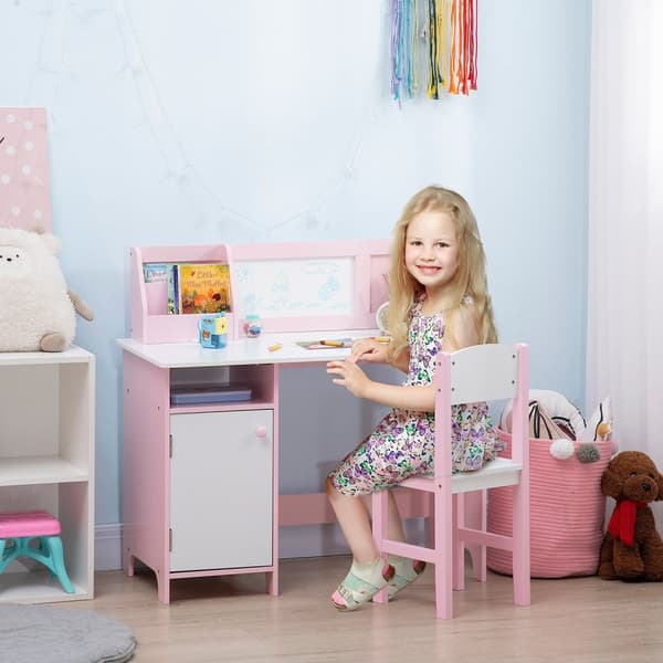 Rootz Children's Desk Set - Kids Desk - Children's Study Table - Främjar sittvanor - 90L x 45B x 85H cm - Pink