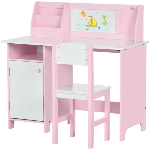 Rootz Children's Desk Set - Kids Desk - Children's Study Table - Främjar sittvanor - 90L x 45B x 85H cm - Pink