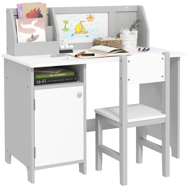 Rootz Children's Desk Set - Kid's Learning Desk - Studiemöbler - Främjar goda vanor - 90x45x85cm, grå och vit