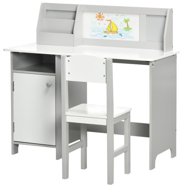 Rootz Children's Desk Set - Kid's Learning Desk - Studiemöbler - Främjar goda vanor - 90x45x85cm, grå och vit