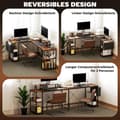 Miniatyrbild 5 av 10: Rootz L -formad skrivbord - Veraturile Office Table - Ergonomic Monitor Stand - Justerbara hyllor - 168 cm x 120 cm x 90 cm