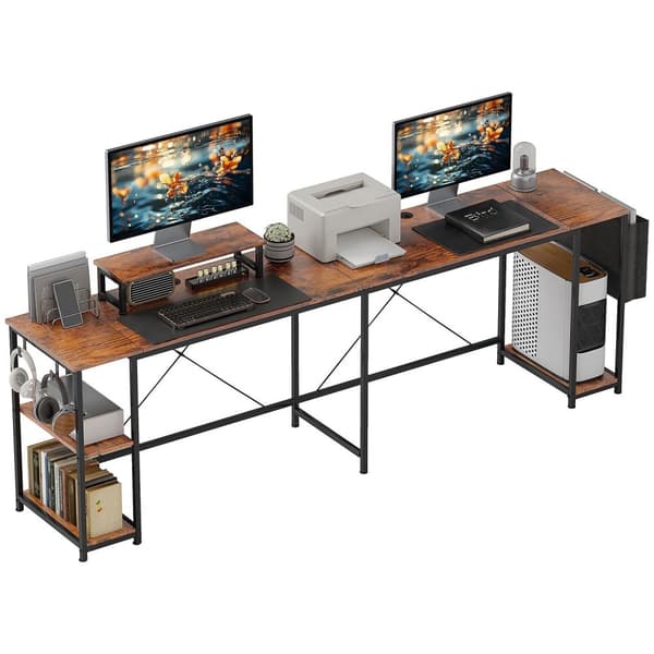 Rootz L -formad skrivbord - Veraturile Office Table - Ergonomic Monitor Stand - Justerbara hyllor - 168 cm x 120 cm x 90 cm