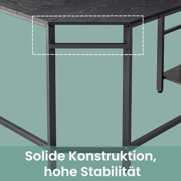 Bureau – L-Vormig – 2 Planken – Zwart – Houtnerf