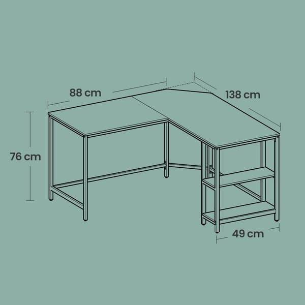 Bureau – L-Vormig – 2 Planken – Zwart – Houtnerf
