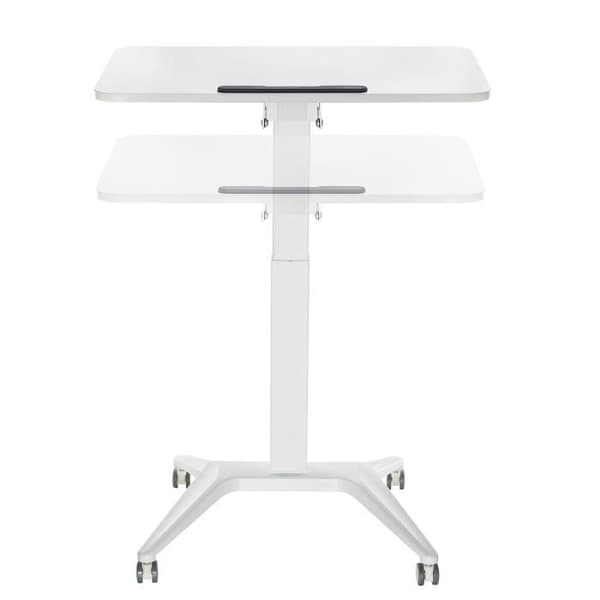 Mobilt bärbar skrivbord, Maclean MC-453W, vit, pneumatisk höjdjustering, 80x52cm, 8kg max, 109cm h