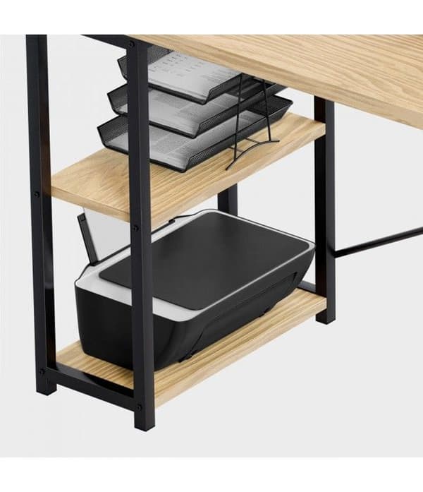 Hörnkontor - MARK ADLER - Ledare 5.9 - Kompakt design - Inbyggd förvaring - Träfinish