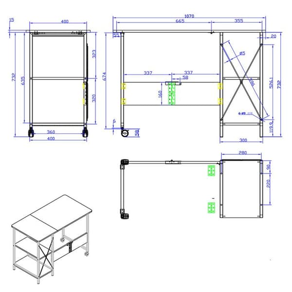Maclean loft skrivbord, dimensioner: 107x45x75cm, max - 150 kg, med skiva, färg mörk valnöt, MC-411 B