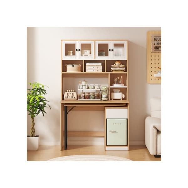 Datorbord, Hyllbänk, Skåpbord, Skåpbord, Naturvit 180 cm
