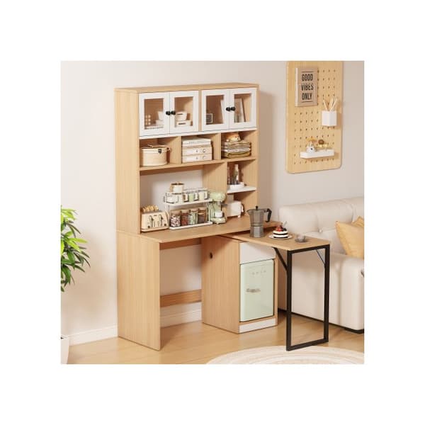 Datorbord, Hyllbänk, Skåpbord, Skåpbord, Naturvit 180 cm
