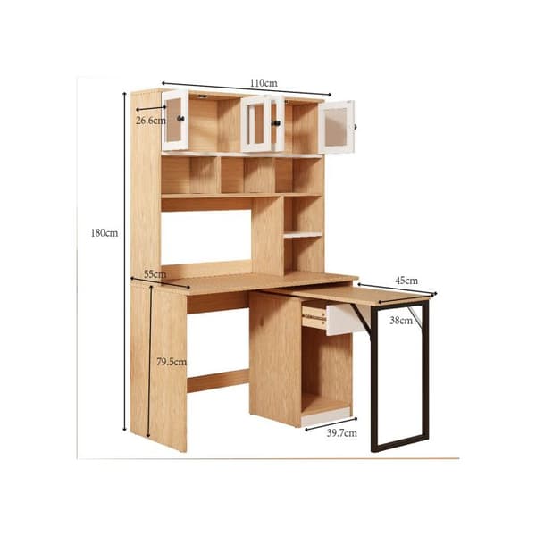 Datorbord, Hyllbänk, Skåpbord, Skåpbord, Naturvit 180 cm