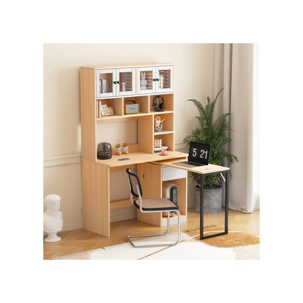 Datorbord, Hyllbänk, Skåpbord, Skåpbord, Naturvit 180 cm