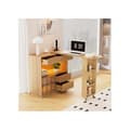 Miniatyrbild 1 av 6: Bureau, L-formad skrivbord med hylla, snurrande bordsskiva med LED-belysning