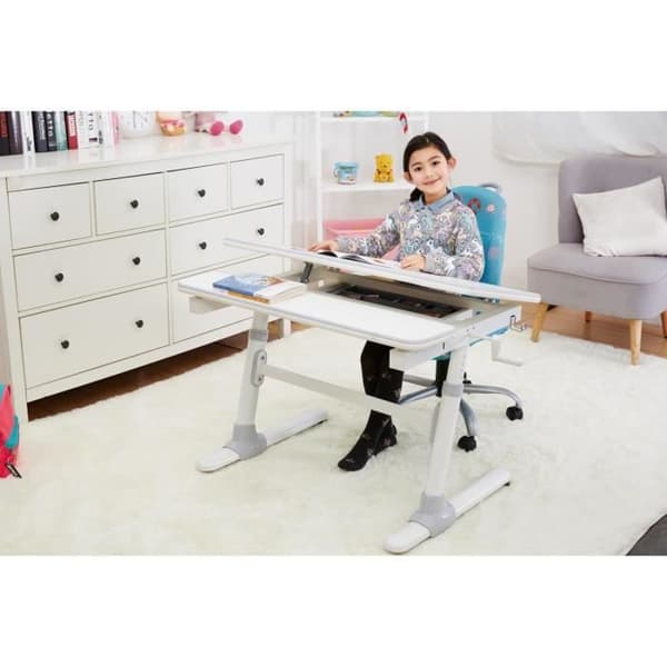 Ergonomiskt skrivbord för barn Ergo Office ER-417 med justering av höjd och lutning Låda Krok för väskor